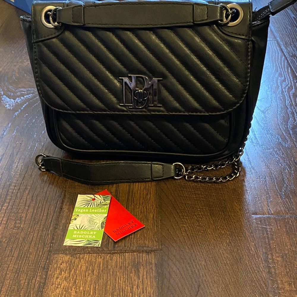 Badgley Mischka Quilted Black Crossbody Bag